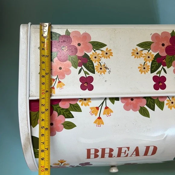 Vintage Metal Floral Bread Box with Roll Door fruit Motif - Picture 7 of 16